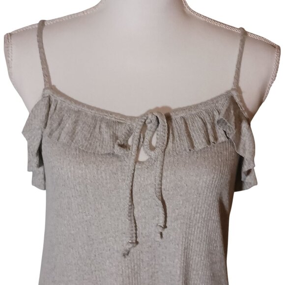 NEW Anthropologie‎ Maronie Light Gray Sleeveless Ruffle Tie Mini Dress S - Picture 4 of 11
